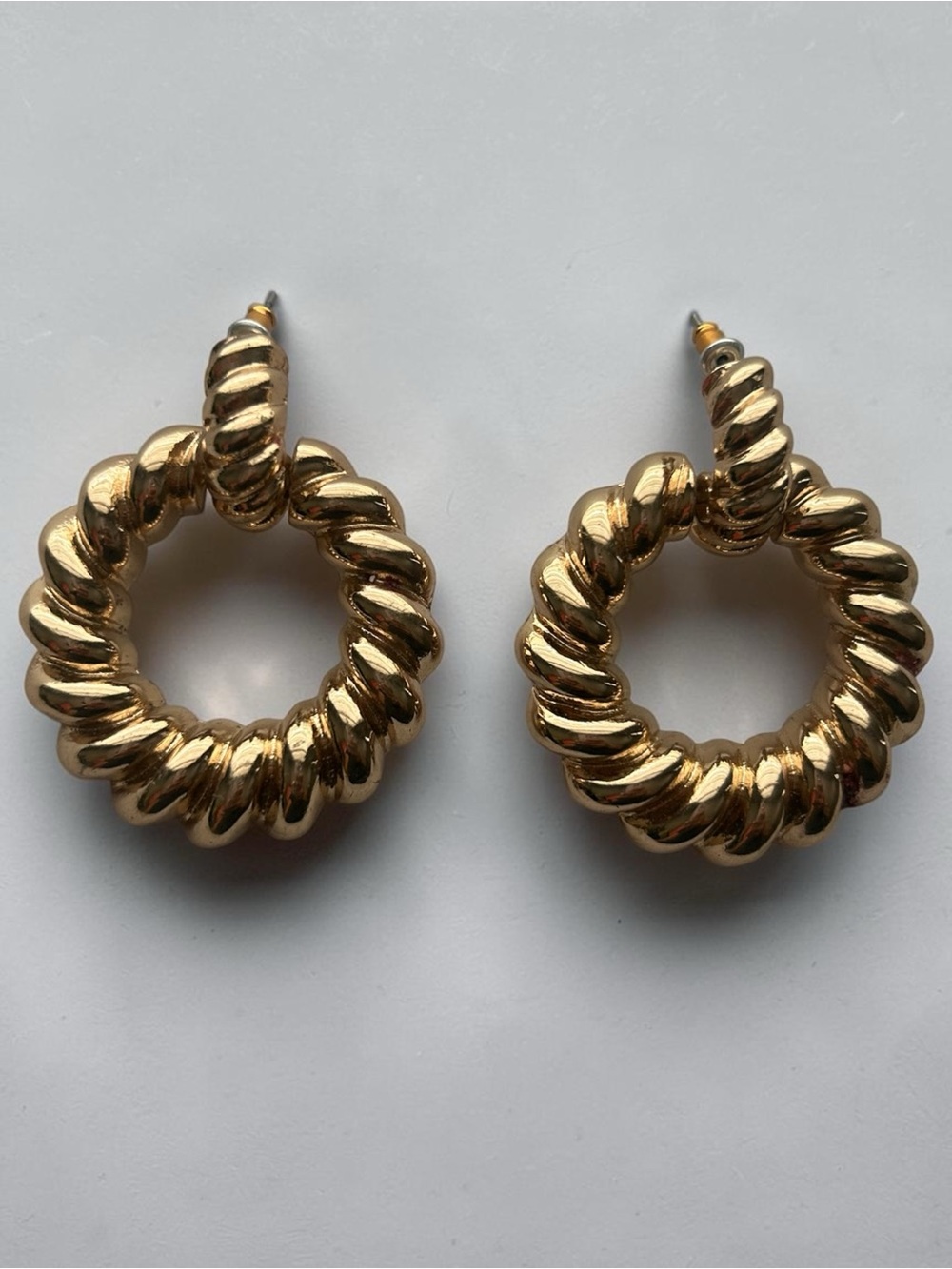 Vintage Twisted Rope Gold Hoop Earrings